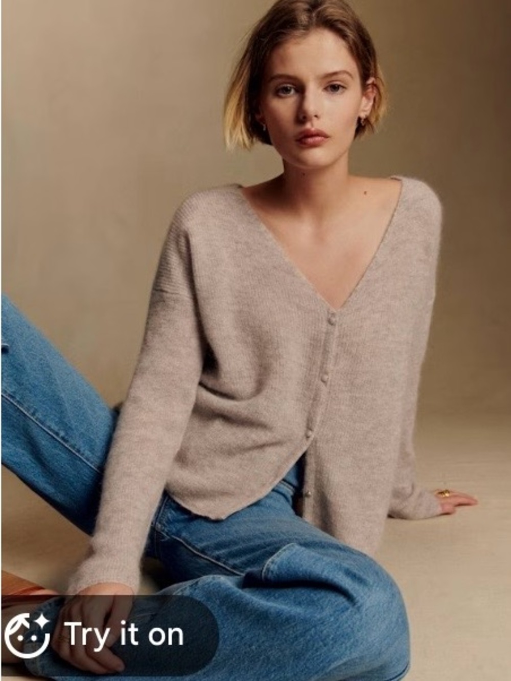 SEZANE Barry Cardigan XS Light Beige